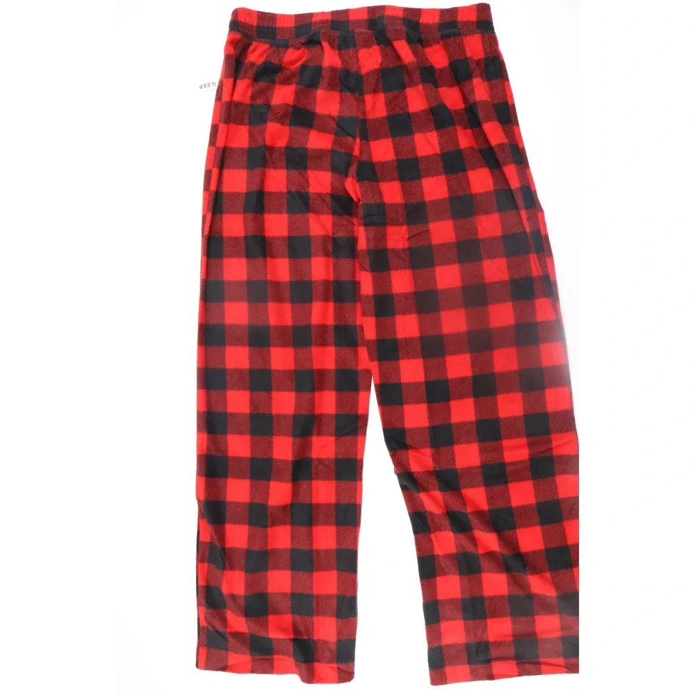 Aeropostale Mens Sleep Pants Buffalo Plaid Red Black Medium Fleece NWT